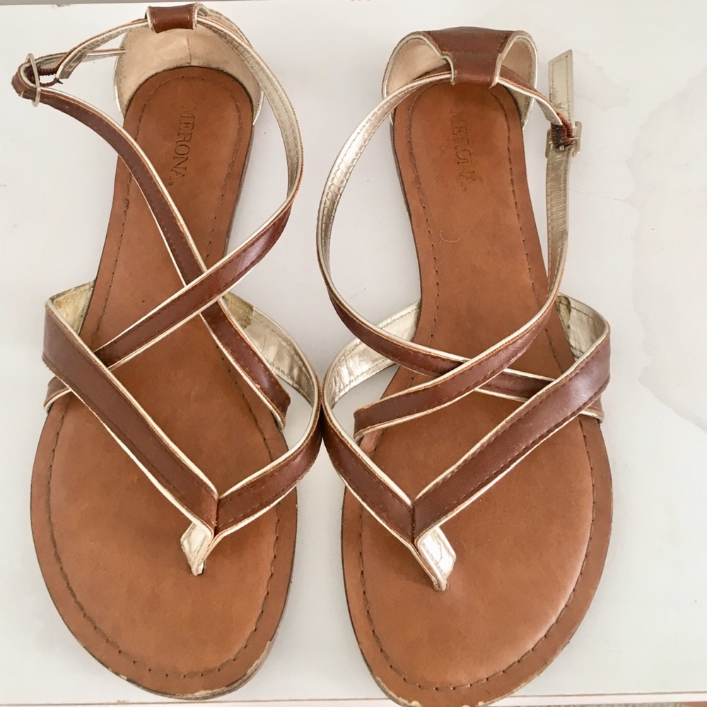 Merona Brown Strappy Sandals w/ Closed Back